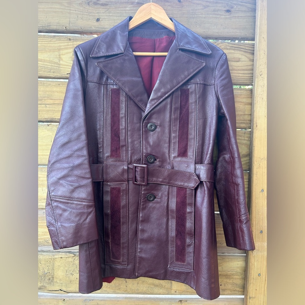 70s Burgundy Leather Jacket